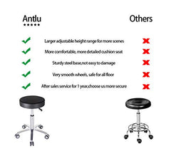 Antlu Massage Stool Chair on Wheels for Beauty Kitchen Salon Home Office, Adjustable High Rolling Swivel Stool (Black)