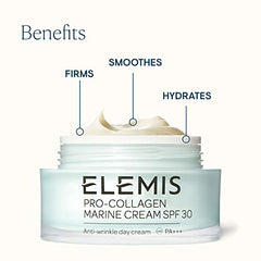 Elemis ProCollagen Marine Cream with SPF 30 3in1 Smoothing Face Moisturiser with Chlorella Ginkgo Biloba  Padina Pavonica Ultralight Gel Day Crea