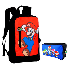 Super Mario Bros School Work Deluxe Padded Backpack Rucksack and Pencil Case